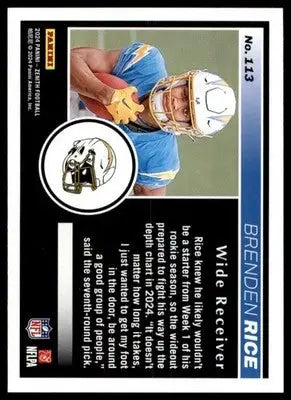 Brenden Rice Rookie 2024 Panini Zenith Retail #113 Los Angeles Chargers - Football Card Single