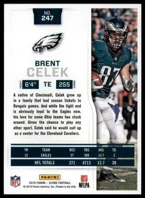 Brent Celek 2016 Panini Stickers #273 Philadelphia Eagles