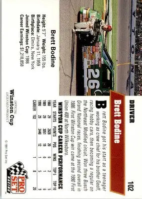 Brett Bodine - 1991 Pro Set - #102 - Racing - Racing Card Single