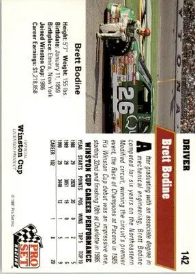 Brett Bodine - 1991 Pro Set - #142 - Racing - Racing Card Single