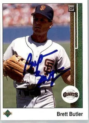 Brett Butler - 1989 Upper Deck - #218 - AUTO Baseball - Baseball Card Single