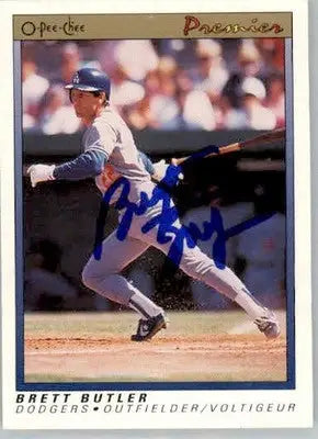 Brett Butler - 1991 O-Pee-Chee Premier - #16 - AUTO Baseball - Baseball Card Single