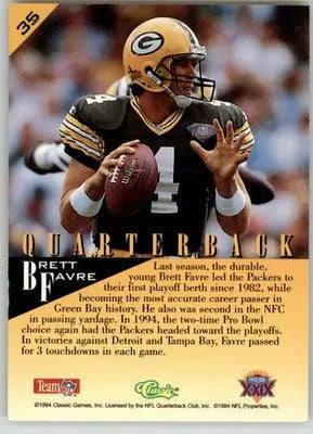 Brett Favre - 1995 Classic NFL Experience - #35 - Gold Football - Football Card Single