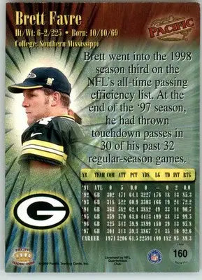 Brett Favre - 1998 Pacific - #160 - Football - Football Card Single