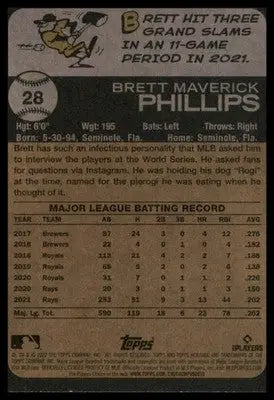 Brett Phillips 2022 Topps Heritage #28 Tampa Bay Rays - Baseball Card Single