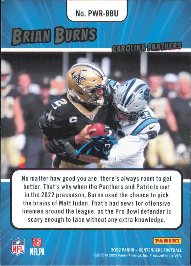 Brian Burns 2022 Panini Contenders Power Players #PWR-BBU Carolina Panthers Card - Football Card Single