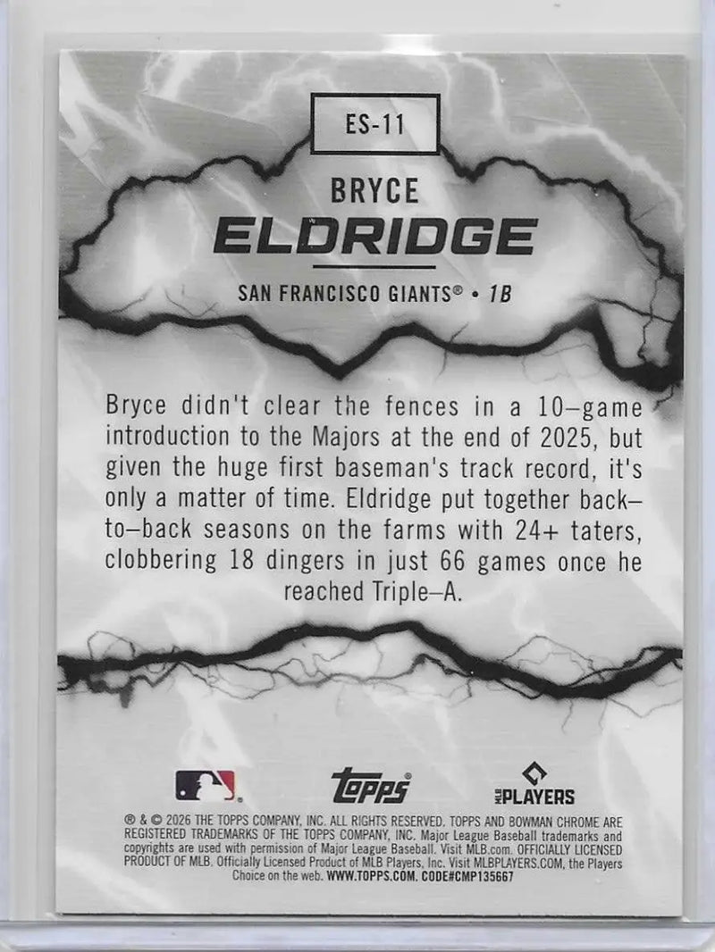 Brian Eldridge 2026 Bowman Chrome Baseball #FS-11 Electric Sluggers (1307) - Baseball Card Single