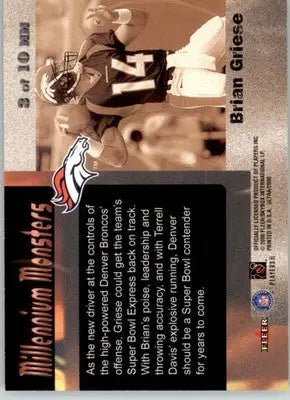 Brian Griese - 2000 Ultra - #3 MM - Millennium Monsters Football - Football Card Single