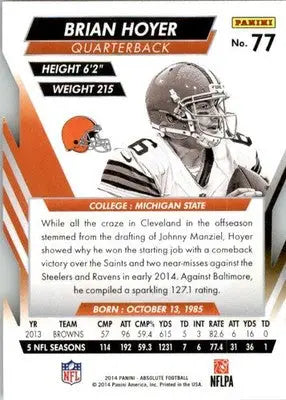 Brian Hoyer - 2014 Panini Absolute - #77 - Retail Football - Football Card Single
