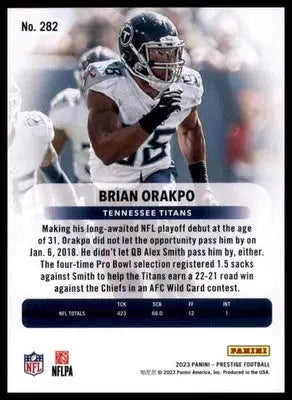 Brian Orakpo 2023 Panini Prestige #282 Tennessee Titans