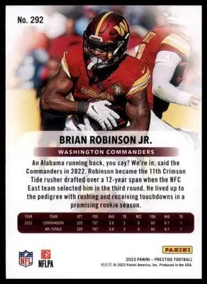 Brian Robinson Jr. 2023 Panini Prestige #292 Washington Commanders