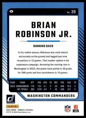 Brian Robinson Jr. 2024 Donruss #39 Washington Commanders - Football Card Single