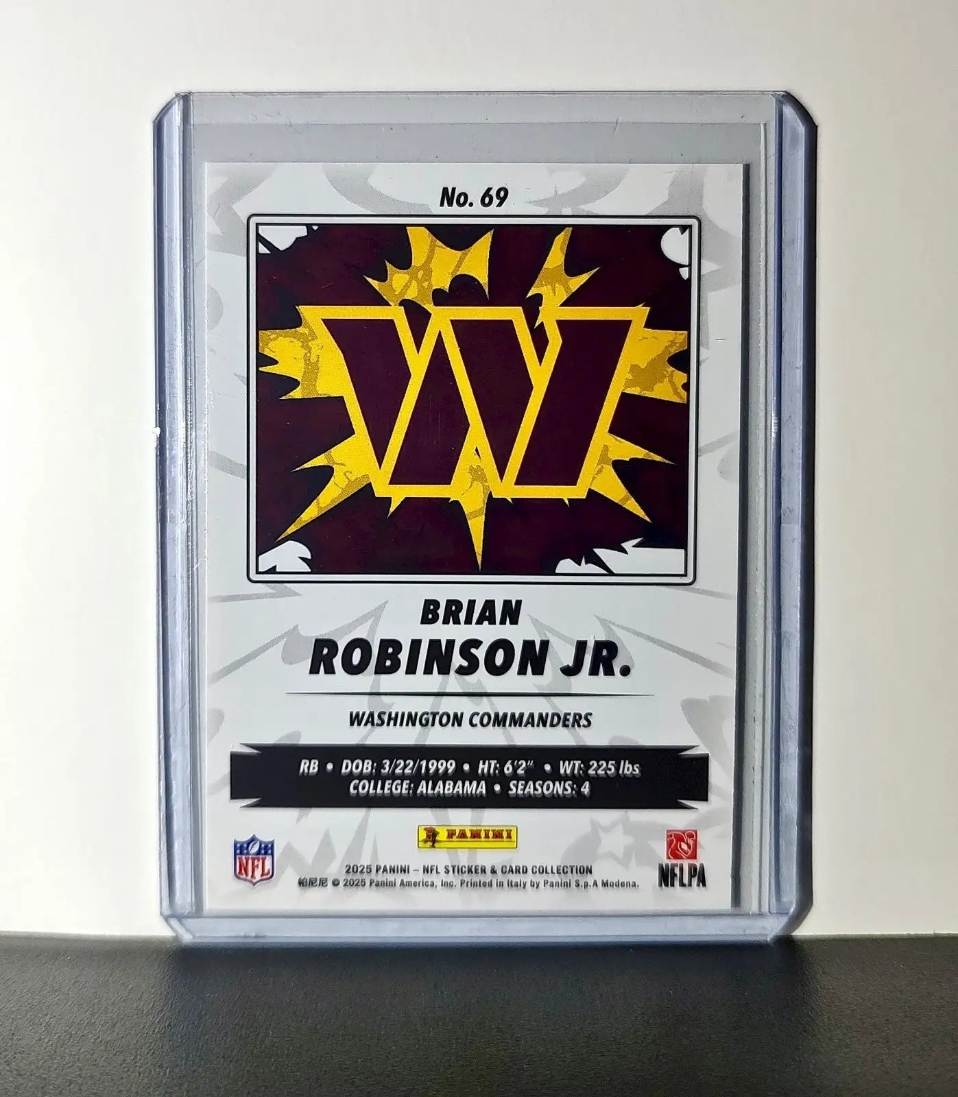 Brian Robinson Jr. 2025 Panini NFL #69 Sticker Card Washington Commanders