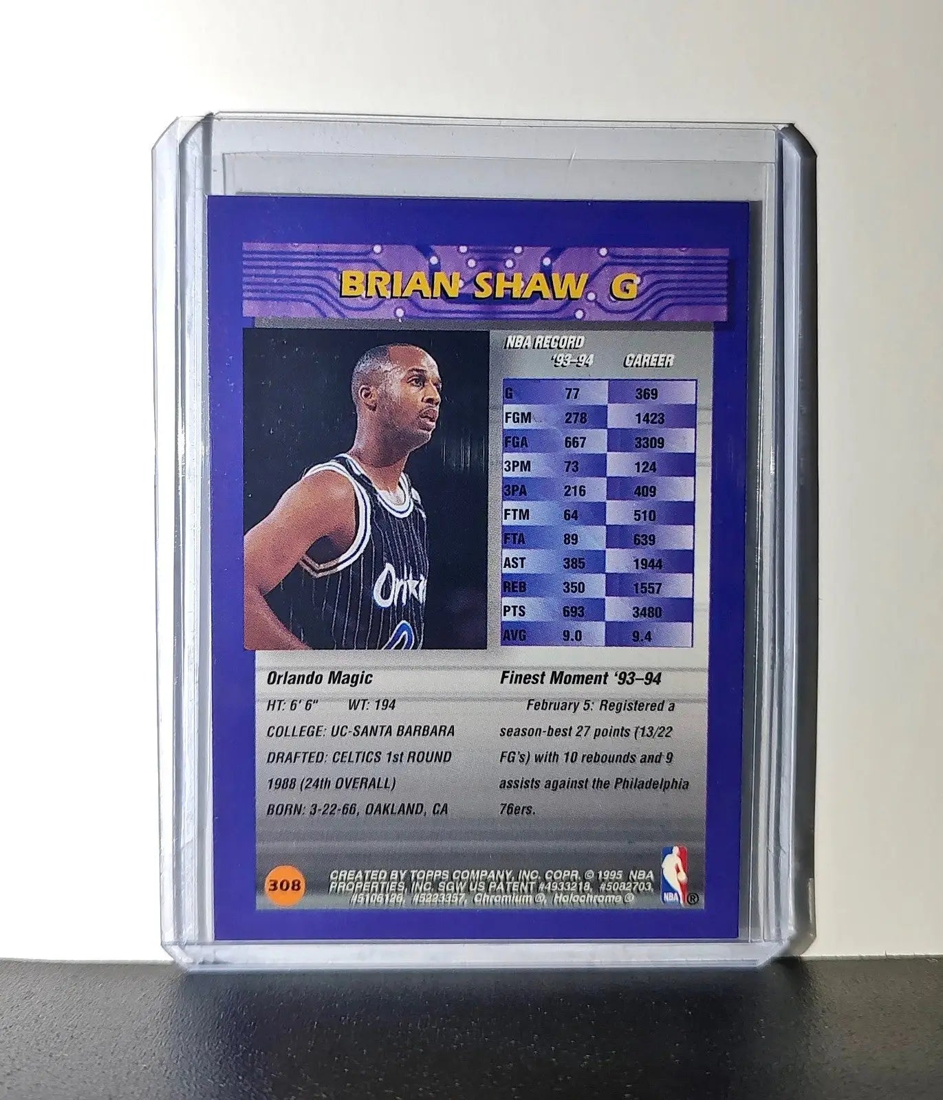 Brian Shaw 1994-95 Topps Finest #308 Basketball Card