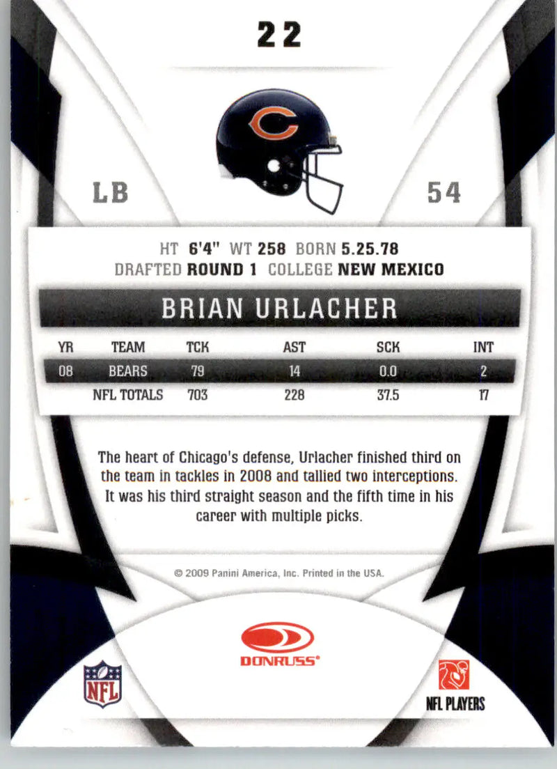Brian Urlacher - 2009 Donruss Certified - #22 - Football - Football Card Single