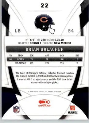 Brian Urlacher - 2009 Donruss Certified - #22 - Football - Football Card Single