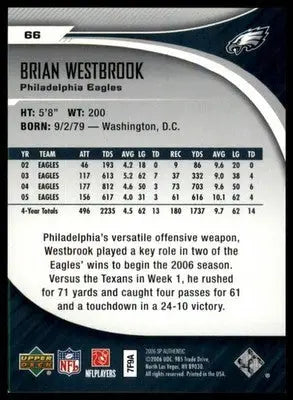 Brian Westbrook 2006 SP Authentic #66 Philadelphia Eagles - Football Card Single