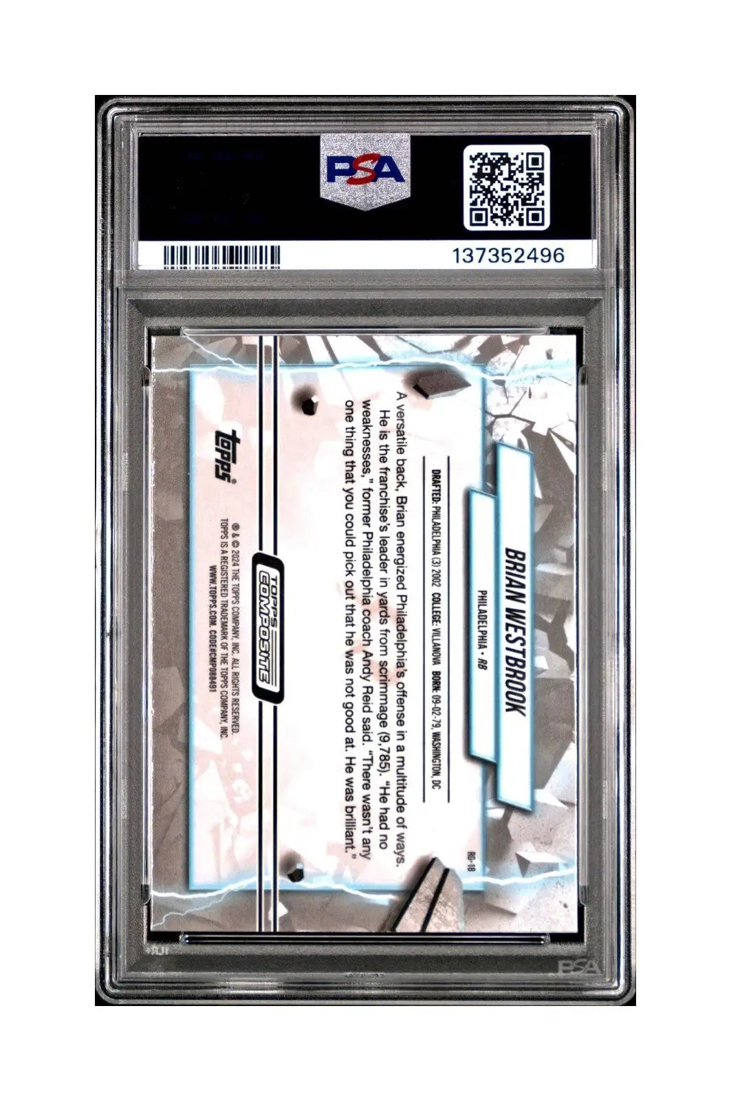 Brian Westbrook 2023 Topps Resurgence #RG-18 Gold Refractors 39/50 PSA 10 Gem