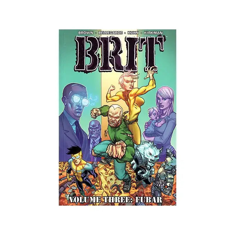 Comic book cover of Brit TPB Volume 03 with superheroes, ideal for trading cards fans