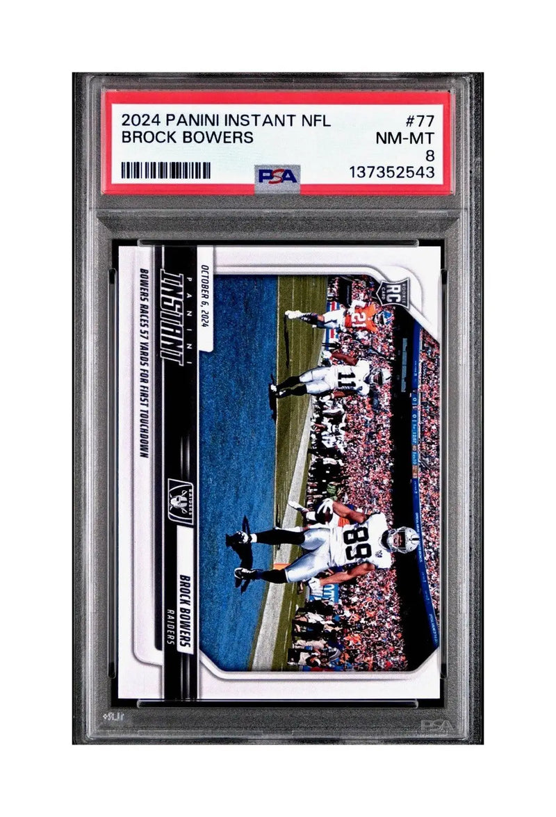 Brock Bowers Rookie 2024 Panini Instant NFL #77 PSA 8 NM-MT - Football Card Single