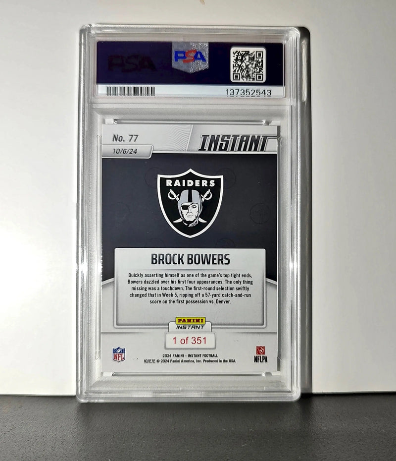 Brock Bowers Rookie 2024 Panini Instant NFL #77 PSA 8 NM-MT - Football Card Single