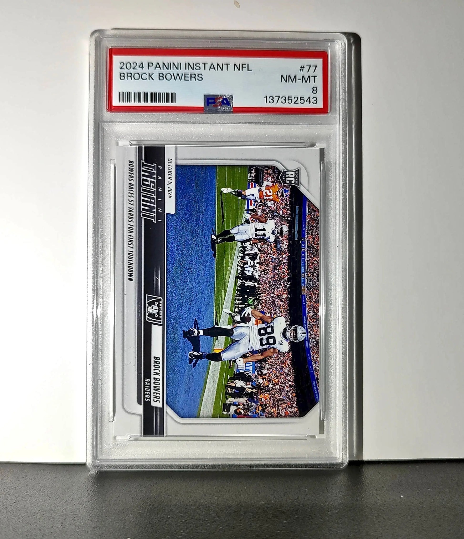 Brock Bowers Rookie 2024 Panini Instant NFL #77 PSA 8 NM-MT - Football Card Single
