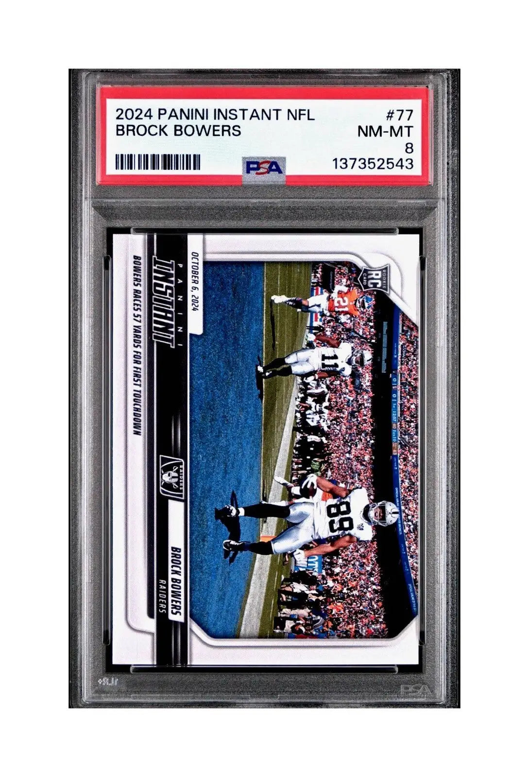 Brock Bowers Rookie 2024 Panini Instant NFL #77 PSA 8 NM-MT - Football Card Single