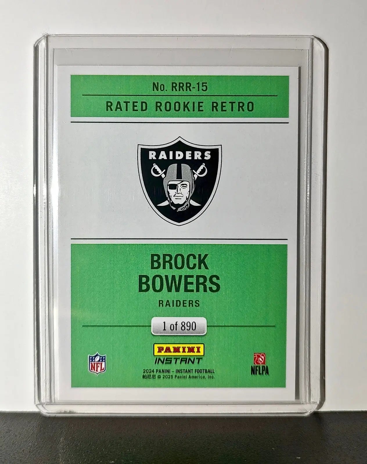Brock Bowers Rookie 2024 Panini Rated Rookie Retro NFL #15 LV Raiders 1 of 890 - Football Card Single