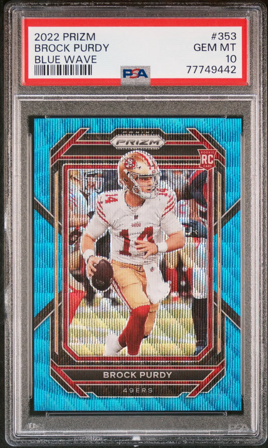 Brock Purdy 2022 Panini Prizm #353 Blue Wave #7/199 PSA 10 Gem Mint - Football Card Single