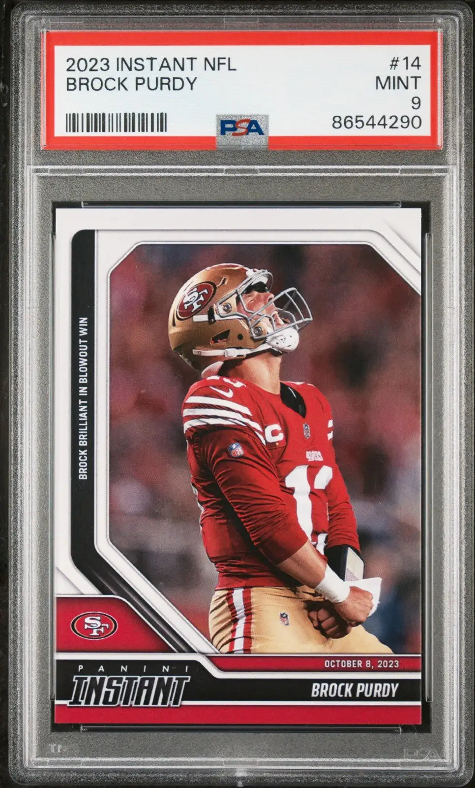Brock Purdy 2023 Panini NFL #14 Football Card San Francisco 49ers PSA 9 Mint - Football Card Single