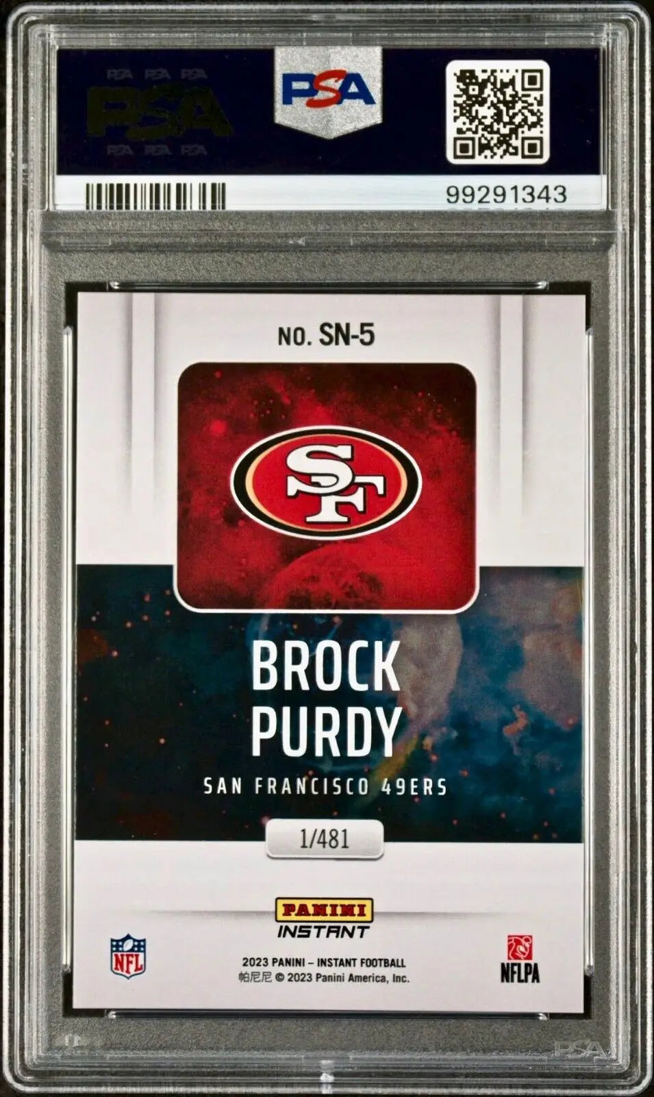 Brock Purdy 2023 Panini Supernova NFL #SN-5 Football Card PSA 10 Gem - Football Card Single