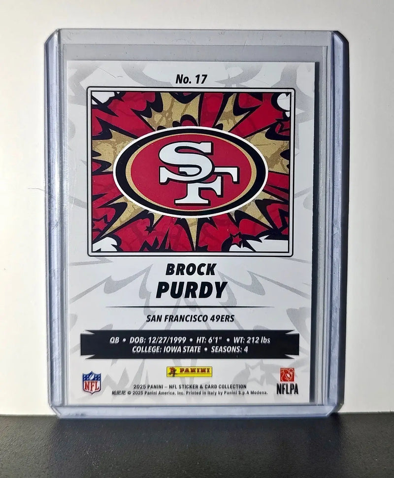 Brock Purdy 2025 Panini NFL #17 Foil Sticker Card San Francisco 49ers