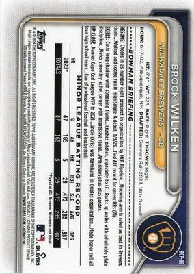 Brock Wilken 2024 Bowman Chrome Prospects #BCP-86 Milwaukee Brewers - Baseball Card Single