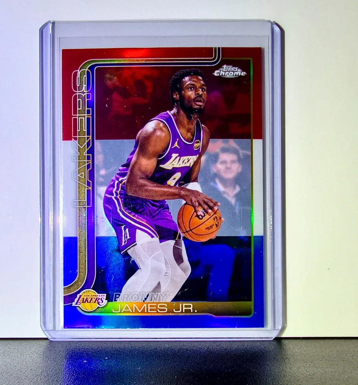 Bronny James Jr. 2025-26 NBA Topps Chrome Update Red White & Blue Refractor #103 - Basketball Card Single