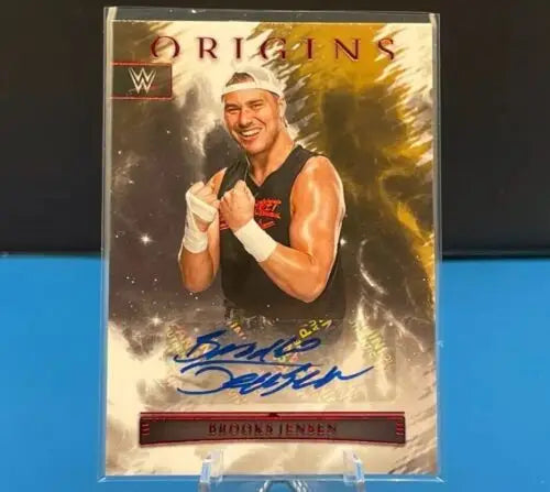 Brooks Jensen autographed wrestling card from 2023 Panini WWE Chronicles Origins Red Autograph