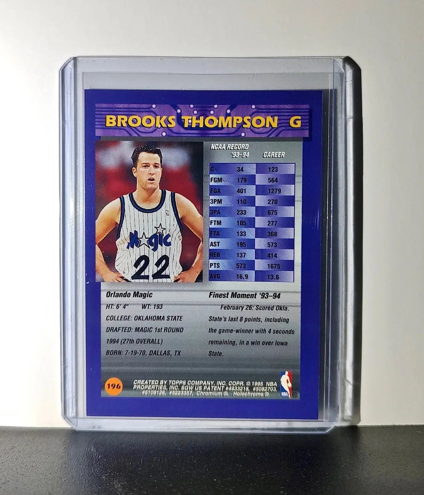 Brooks Thompson Rookie 1994-95 Topps Finest #196 Card