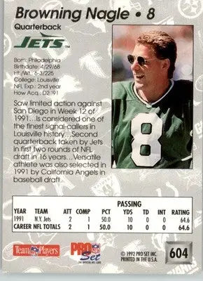 Browning Nagle - 1992 Pro Set - #604 - Football - Football Card Single