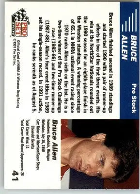 Bruce Allen - 1991 Pro Set NHRA - #41 - Racing - Racing Card Single