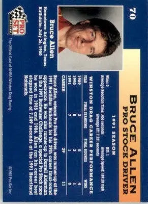 Bruce Allen - 1992 Pro Set NHRA - #70 - Racing - Racing Card Single