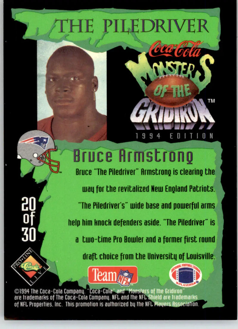 Bruce Armstrong - 1994 Coca-Cola Monsters of the Gridiron - #20 - Football - Football Card Single