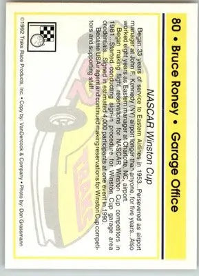 Bruce Roney - 1992 Traks - #80 - Racing - Racing Card Single