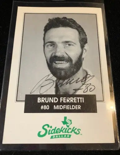 BRUND FERRETTI 1990-91 Dallas Sidekicks Soccer 5x7 Post Card Schedule JSA Auto - Sports Memorabilia