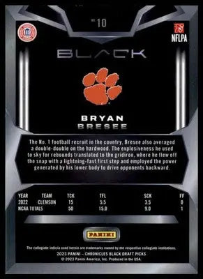Bryan Bresee 2023 Panini Chronicles Draft Picks Black #10 Clemson Tigers