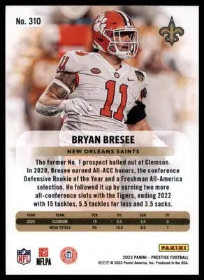 Bryan Bresee Rookie 2023 Panini Prestige #310 New Orleans Saints