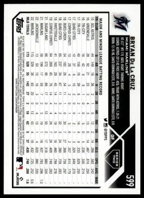 Bryan De La Cruz 2023 Topps #599 Miami Marlins - Baseball Card Single