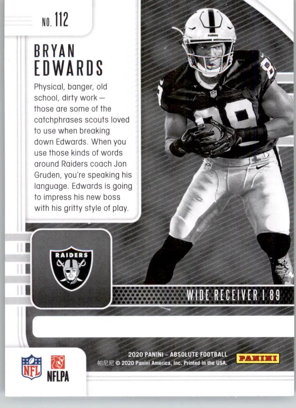 Bryan Edwards - 2020 Panini Absolute - #112 - RC Retail Football - Football Card Single