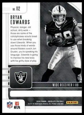 Bryan Edwards Rookie 2020 Panini Absolute Retail #112 Las Vegas Raiders