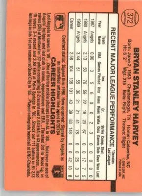 Bryan Harvey - 1990 Donruss - #372 - AUTO Baseball - Baseball Card Single