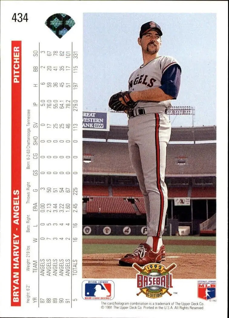 Bryan Harvey 1992 Upper Deck MLB #434 Baseball Card California Angels - Baseball Card Single