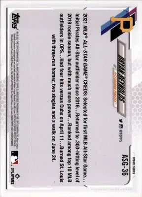Bryan Reynolds 2021 Topps Update 2021 MLB All-Stars #ASG-36 Pittsburgh Pirates - Baseball Card Single
